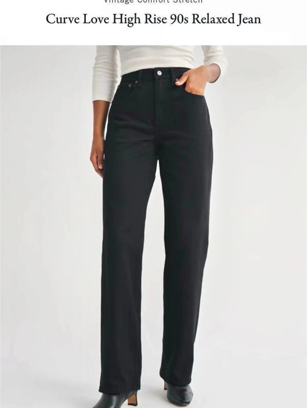 Abercrombie & Fitch Curve Love High Rise 90s Relaxed Jean Black 31L Long